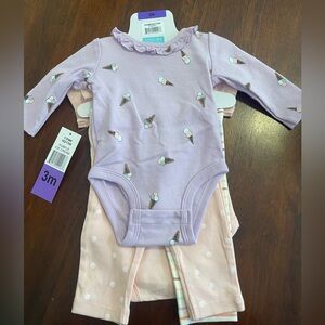 3 month old Two body suites and pants sent